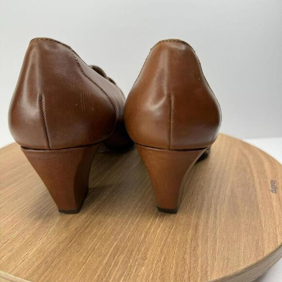 Rush Hour Womens Pointed Leather Brown Heeled‎ Loafers Size 8.5 Vintage - Picture 6 of 8